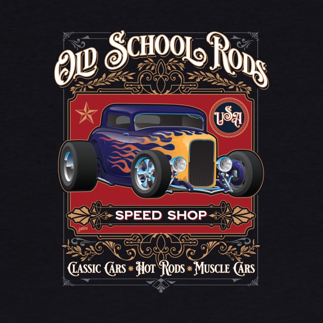 Old School Rods Speed Shop Vintage Style Hot Rod Car Design by hobrath